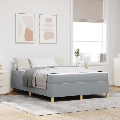 Cama tipo Box Spring Gris claro y blanco y gris claro