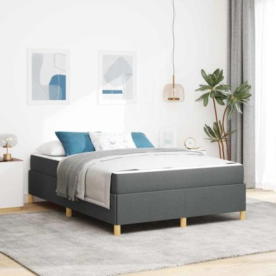 Cama tipo Box Spring Gris oscuro y blanco y gris oscuro