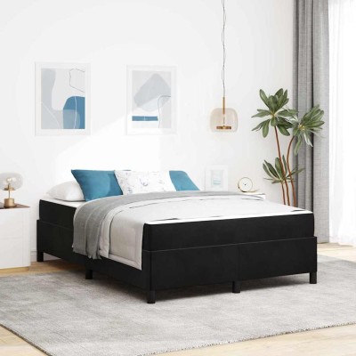 Estructura de cama Negro y Blanco y Negro 140 x 190 cm
