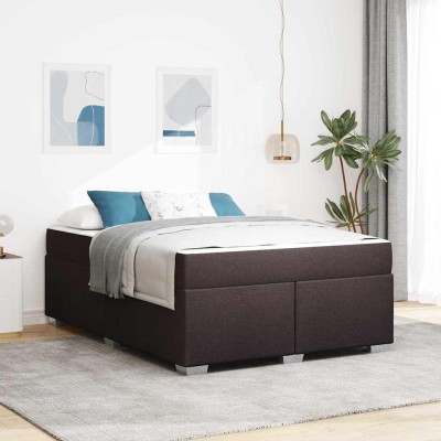 Estructura de cama Marrón oscuro 140 x 200 cm tela