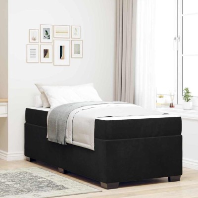 Estructura de cama con colchón Negro 90 x 190 cm Terciopelo