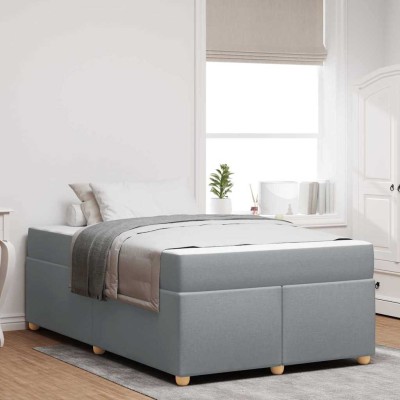 Estructura de cama con colchón Gris claro 120 x 190 cm tela