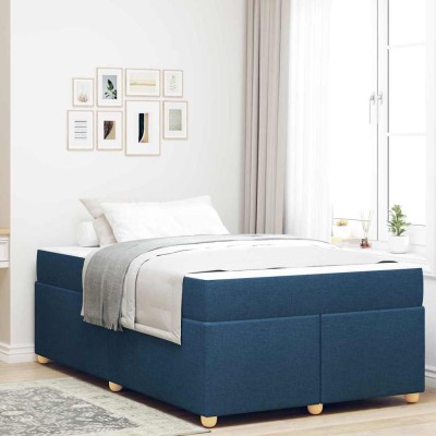 Estructura de cama con colchón Azul 120 x 190 cm tela