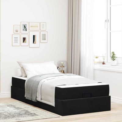 Estructura de cama con colchón Negro 90 x 200 cm Terciopelo