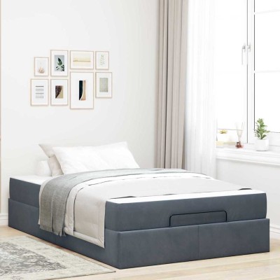 Estructura de cama Gris oscuro 140 x 190 cm Terciopelo