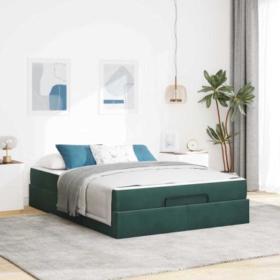 Estructura de cama Verde oscuro 140 x 200 cm Terciopelo