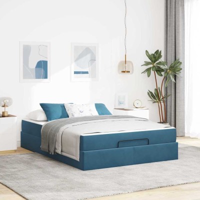 Estructura de cama Azul 140 x 200 cm Terciopelo