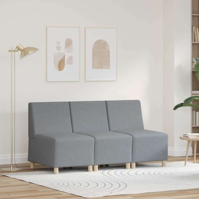 Unidad de Sofá Modular sin Brazos 3 pcs Gris claro