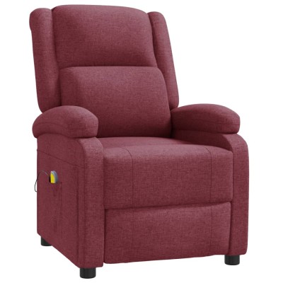 Sillón orejero de masaje de tela rojo tinto