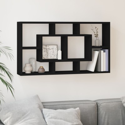 Estantería de pared con 8 compartimentos negro
