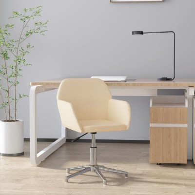 Silla de oficina giratoria tela color crema