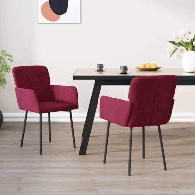 Sillas de comedor 2 unidades terciopelo rojo tinto