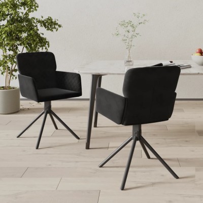 Sillas de comedor giratorias 2 uds terciopelo negro