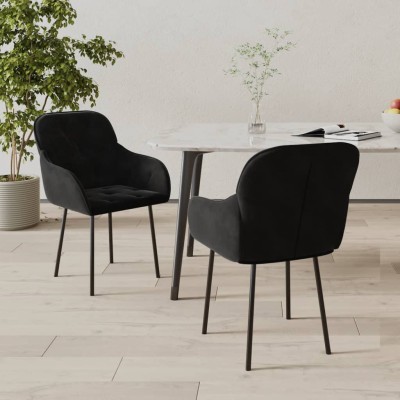 Sillas de comedor 2 unidades terciopelo negro