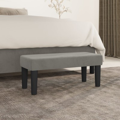 Banco de terciopelo gris claro 70x30x30 cm