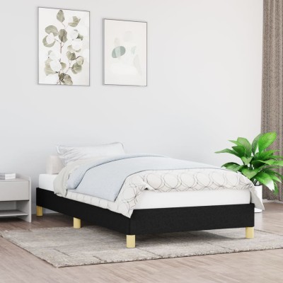 Estructura de cama sin colchón tela negro 90x190 cm