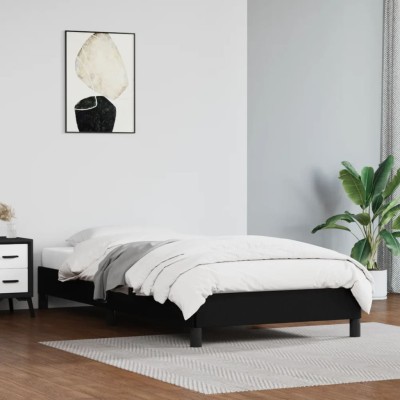 Estructura de cama sin colchón cuero sintético negro 100x200 cm