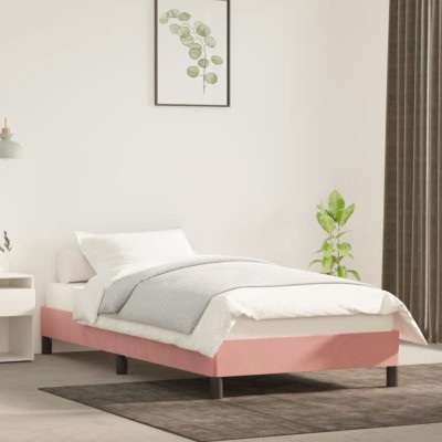 Estructura de cama sin colchón terciopelo rosa 90x190 cm