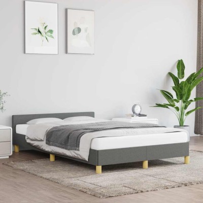 Estructura de cama sin colchón tela gris oscuro 120x200 cm