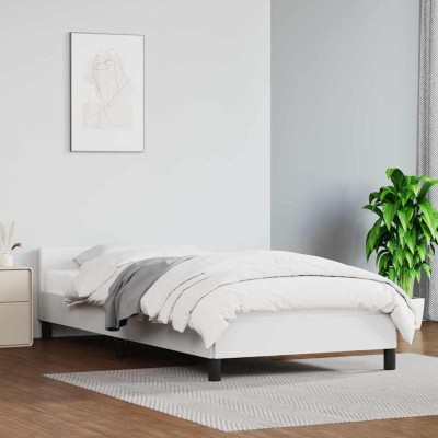 Estructura de cama con cabecero sin colchón blanco 100x200 cm