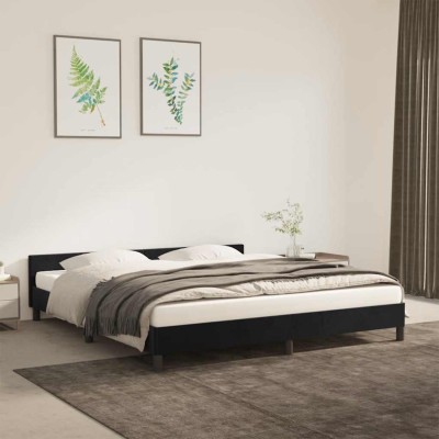 Estructura de cama sin colchón terciopelo negro 180x200 cm