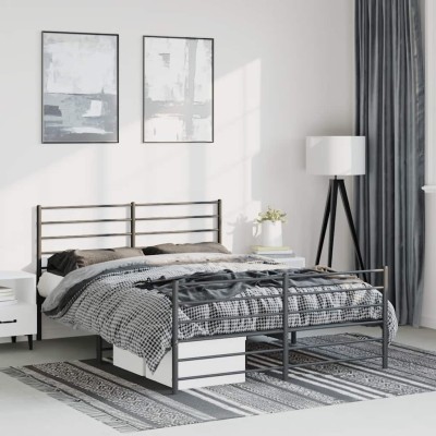 Estructura cama sin colchón con estribo metal negro 150x200 cm