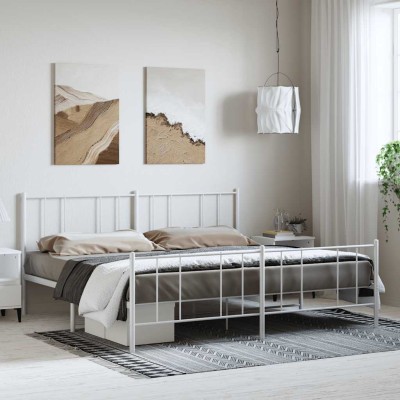 Estructura cama sin colchón con estribo metal blanco 193x203 cm