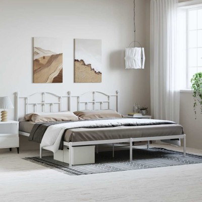Estructura cama sin colchón con cabecero metal blanco 193x203cm