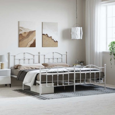 Estructura cama sin colchón con estribo metal blanco 193x203 cm