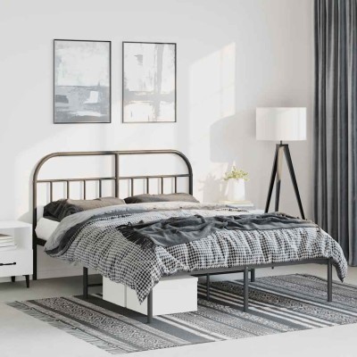 Estructura cama sin colchón con cabecero metal negro 150x200 cm