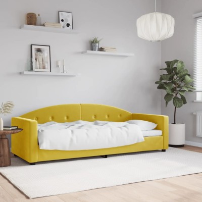 Sofá cama sin colchón terciopelo amarillo 80x200 cm