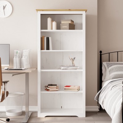 Librería BODO 5 estantes madera maciza pino marrón 82x40x173 cm