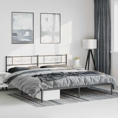 Estructura cama sin colchón con cabecero metal negro 183x213 cm