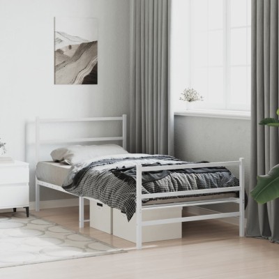 Estructura cama sin colchón con estribo metal blanco 100x200 cm