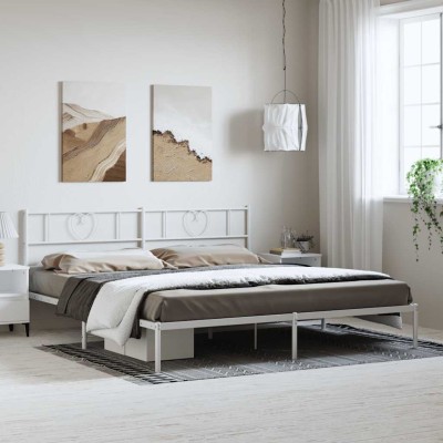 Estructura cama sin colchón con cabecero metal blanco 193x203cm