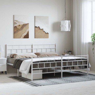 Estructura cama sin colchón con estribo metal blanco 183x213 cm