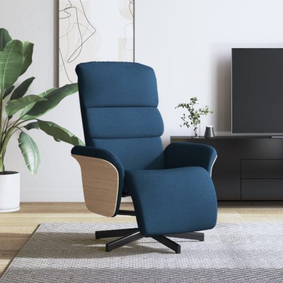 Sillón reclinable con reposapiés tela azul
