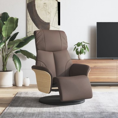 Sillón reclinable con reposapiés cuero sintético marrón