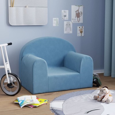 Sofá para niños felpa suave azul