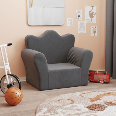 Sofá para niños felpa suave gris antracita