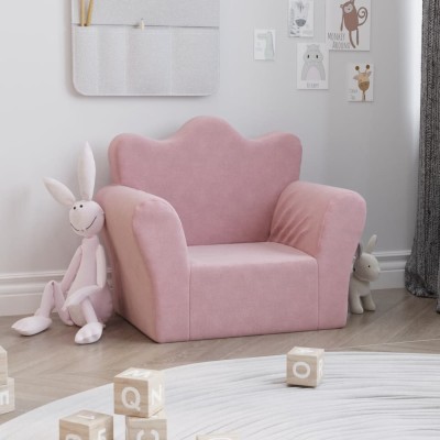 Sofá para niños felpa suave rosa
