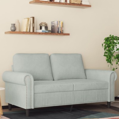 Sofá de 2 plazas de terciopelo gris claro 120 cm