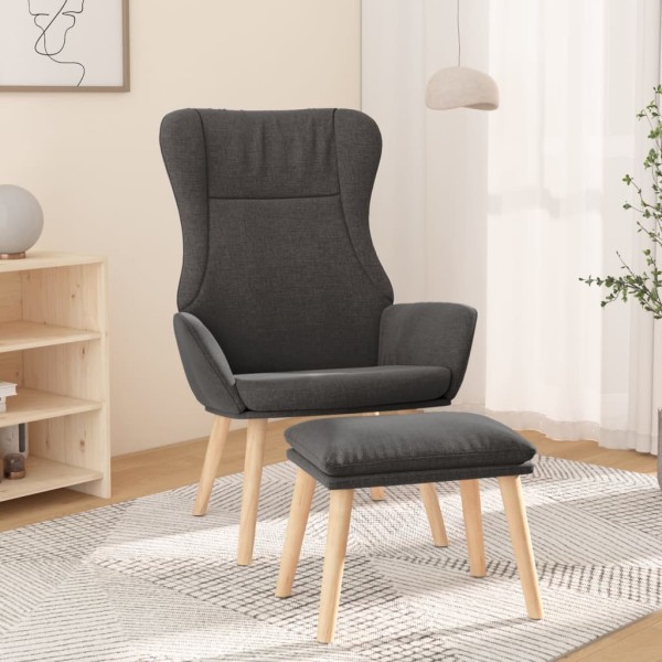 Sillón de relax con taburete tela gris oscuro