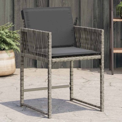 Sillones de jardín con cojines 4 uds ratán sintético gris