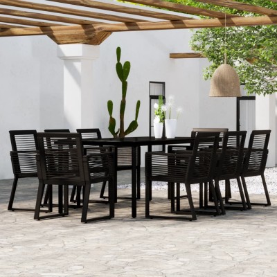 Juego de comedor de jardín 9 piezas negro