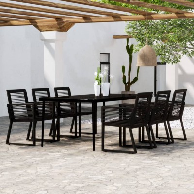 Juego de comedor de jardín 7 piezas negro