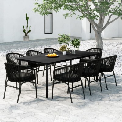 Juego de comedor de jardín 9 piezas negro