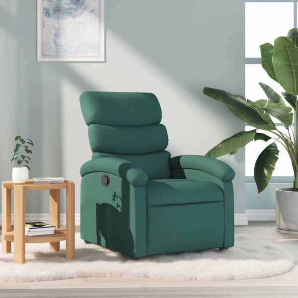 Sillón reclinable de tela verde oscuro