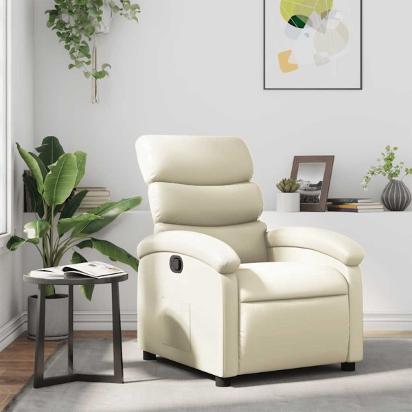 Sillón reclinable de cuero sintético crema