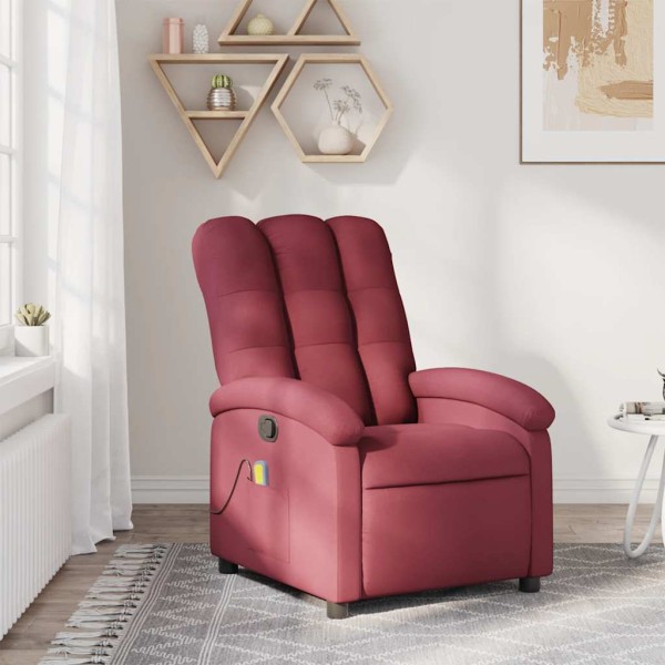 Sillón de masaje reclinable de tela color vino tinto
